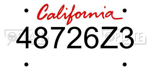 48726Z3 California License Plate