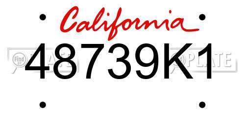 48739K1 California License Plate