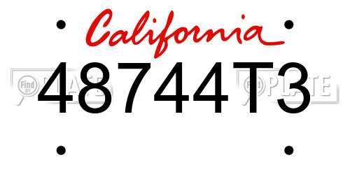 48744T3 California License Plate