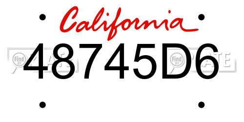 48745D6 California License Plate