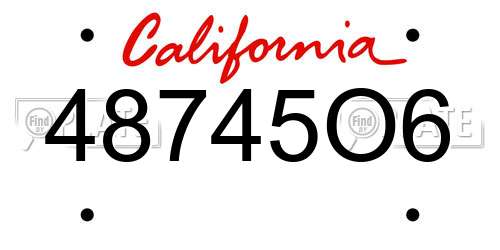 48745O6 California License Plate