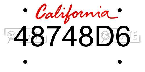 48748D6 California License Plate