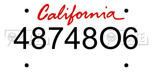 48748O6 California License Plate