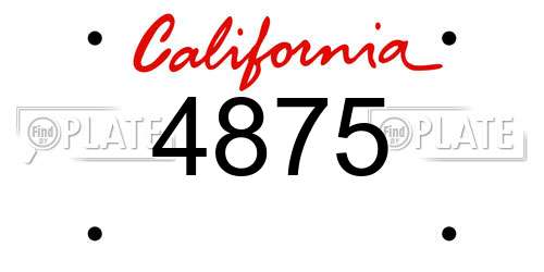 4875 California License Plate