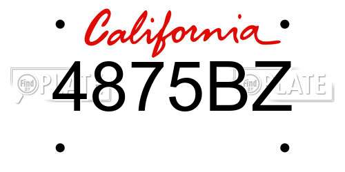 4875BZ California License Plate