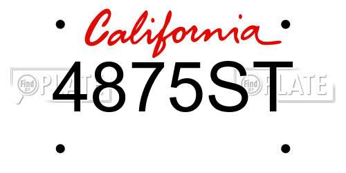 4875ST California License Plate