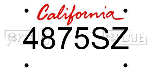 4875SZ California License Plate