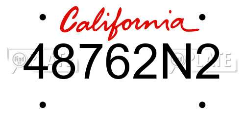 48762N2 California License Plate