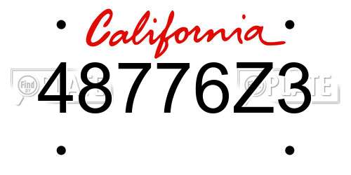 48776Z3 California License Plate