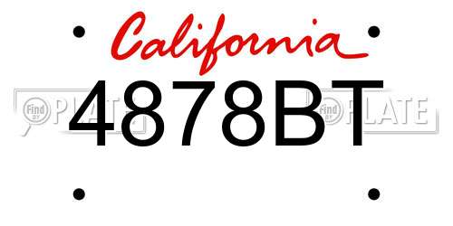 4878BT California License Plate