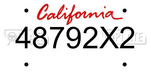 48792X2 California License Plate