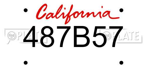 487B57 California License Plate