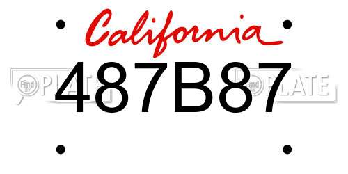 487B87 California License Plate