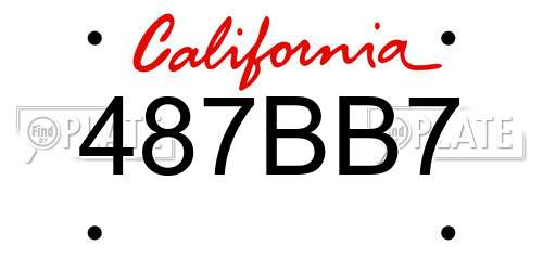 487BB7 California License Plate