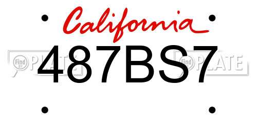 487BS7 California License Plate