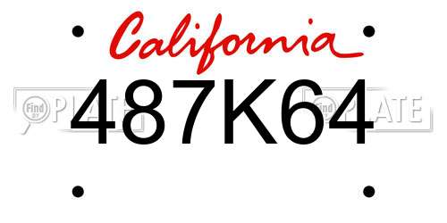 487K64 California License Plate
