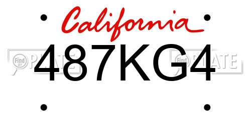 487KG4 California License Plate