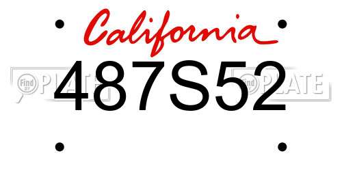 487S52 California License Plate