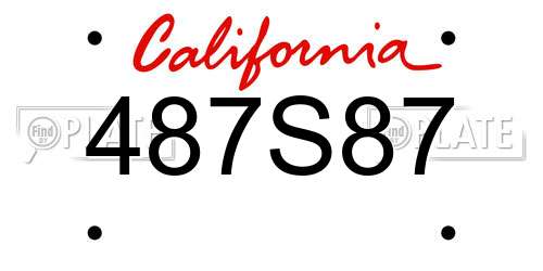 487S87 California License Plate