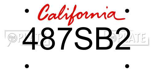 487SB2 California License Plate