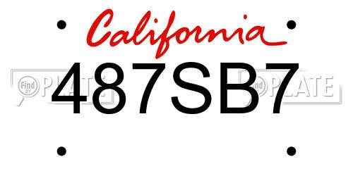 487SB7 California License Plate