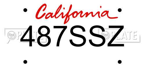 487SSZ California License Plate