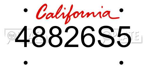 48826S5 California License Plate