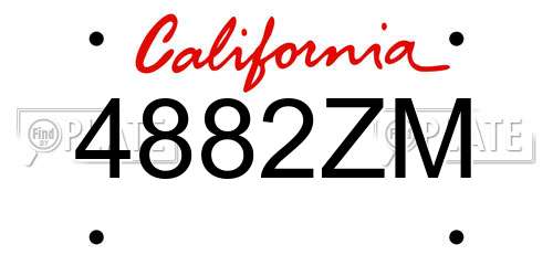 4882ZM California License Plate