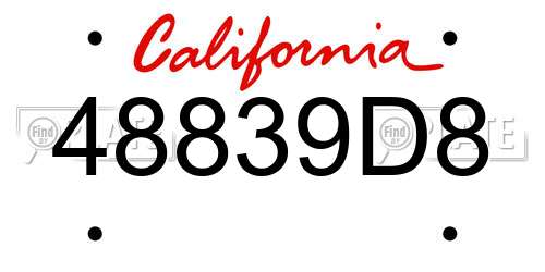 48839D8 California License Plate