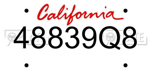 48839Q8 California License Plate