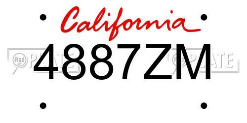 4887ZM California License Plate