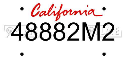 48882M2 California License Plate