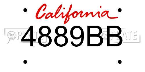 4889BB California License Plate