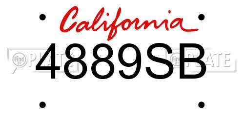 4889SB California License Plate