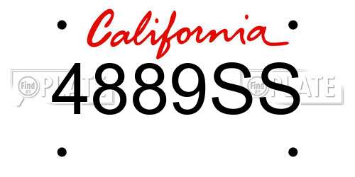 4889SS California License Plate