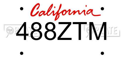 488ZTM California License Plate