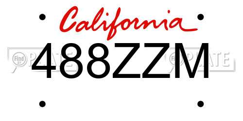 488ZZM California License Plate
