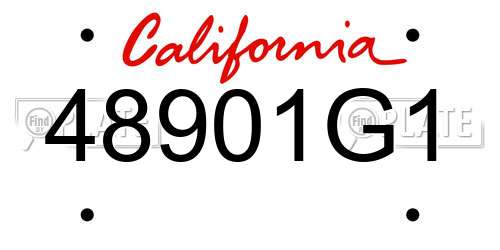 48901G1 California License Plate