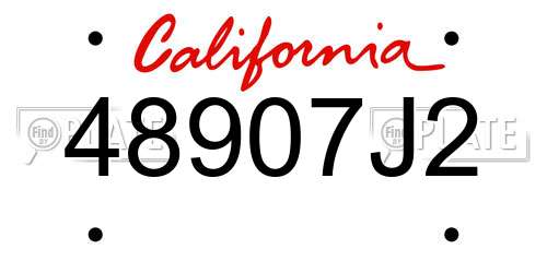 48907J2 California License Plate