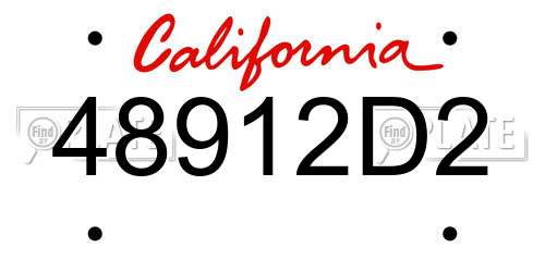 48912D2 California License Plate