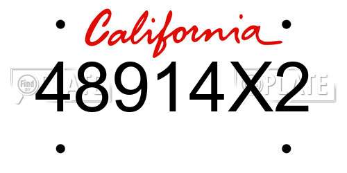 48914X2 California License Plate
