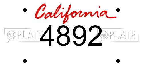 4892 California License Plate