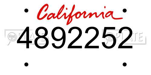 4892252 California License Plate
