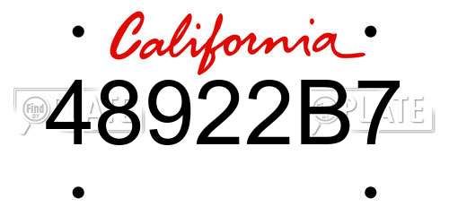 48922B7 California License Plate