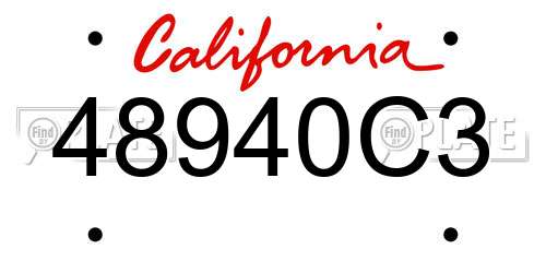 48940C3 California License Plate