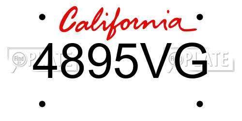 4895VG California License Plate