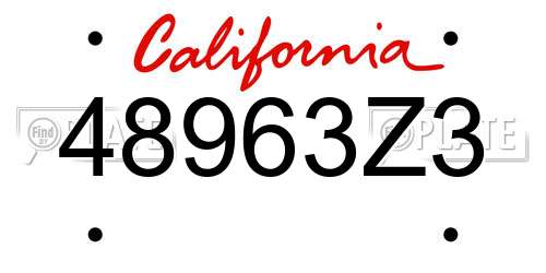 48963Z3 California License Plate