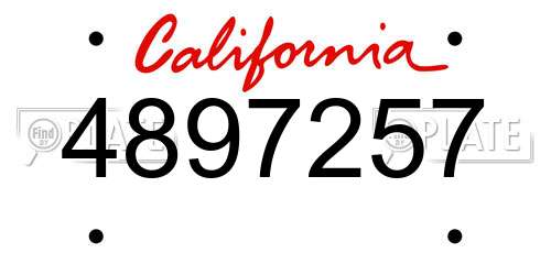 4897257 California License Plate