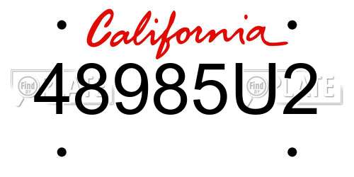 48985U2 California License Plate