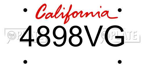 4898VG California License Plate
